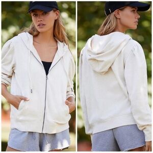 Anthropologie Daily Practice Full Zip Hoodie Puff
Shoulder Beige Cream Medium